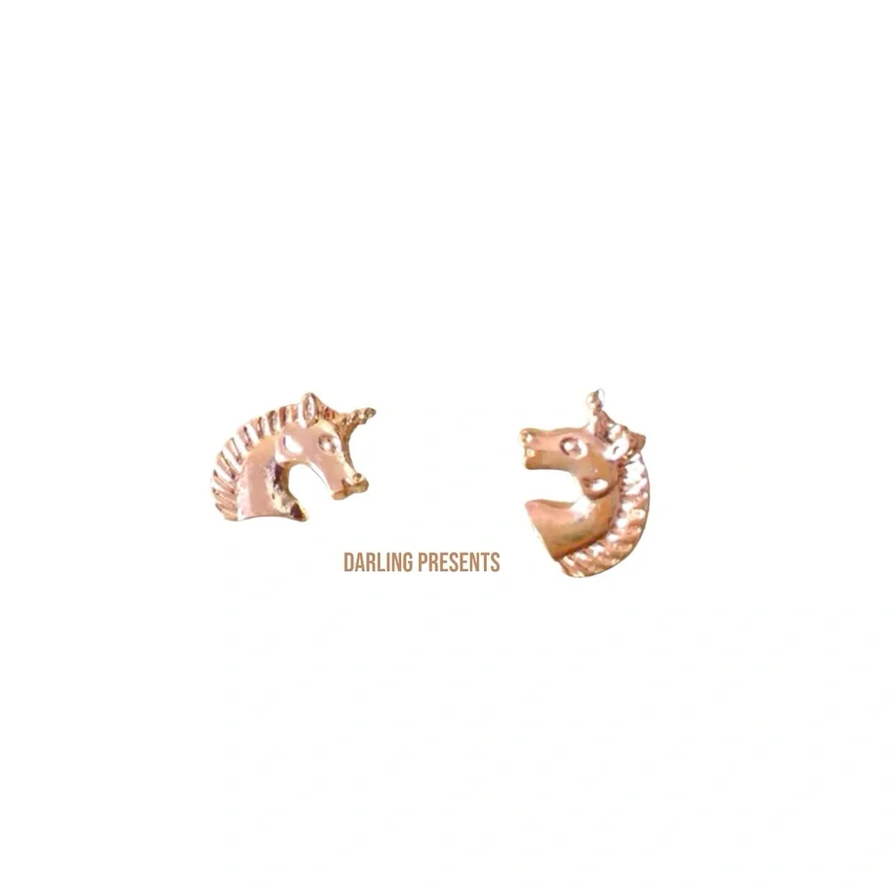 Unicorn Stud Earrings Women Color Gold